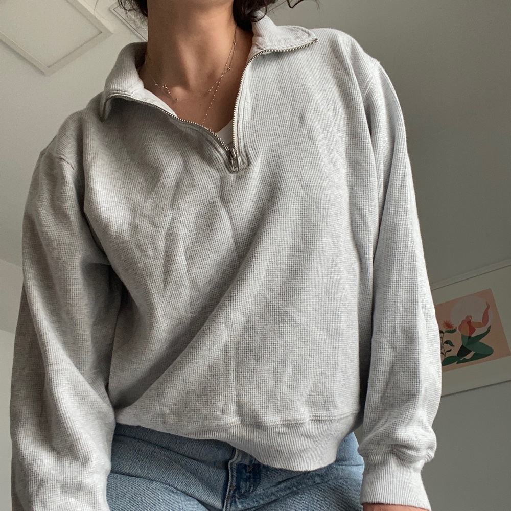 Brandy Melville Waffle Half Zip